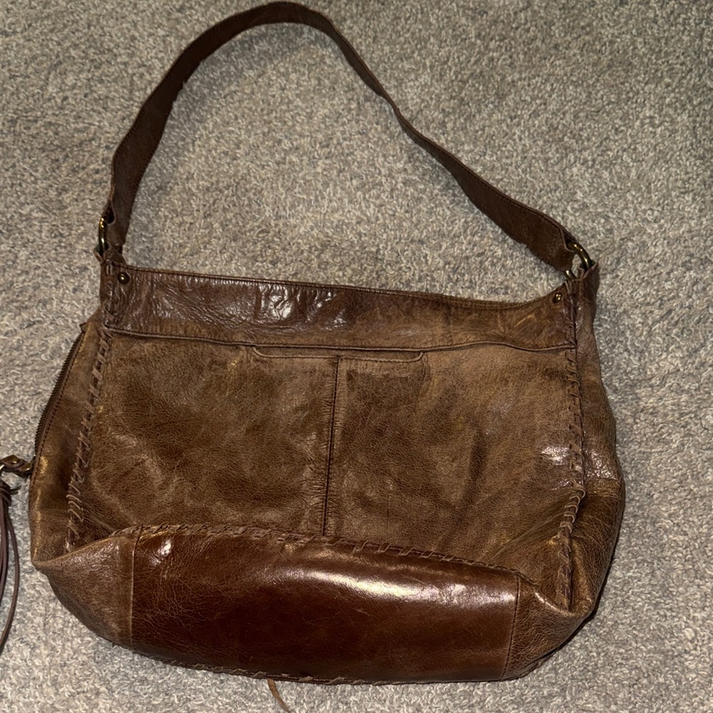 Brown Leather Shoulder Bag- Hobo
